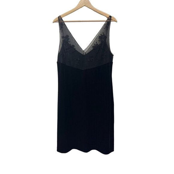 Evan-Picone Velvet Slip Dress with Tulle and Beading - Picture 1 of 7